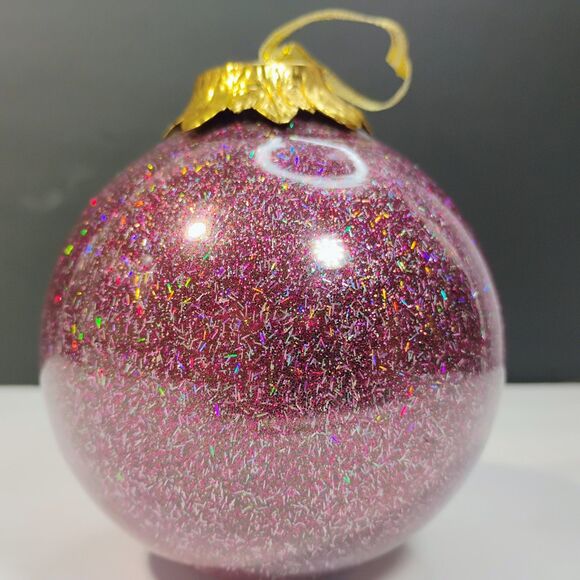 Vtg Purple Christmas Ball Tree Ornament Holographic Sparkle Shatter Resistant - Picture 1 of 7